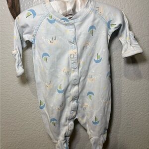 Hanna Andersson Light Blue Boat Print Footie 100% Pima Cotton